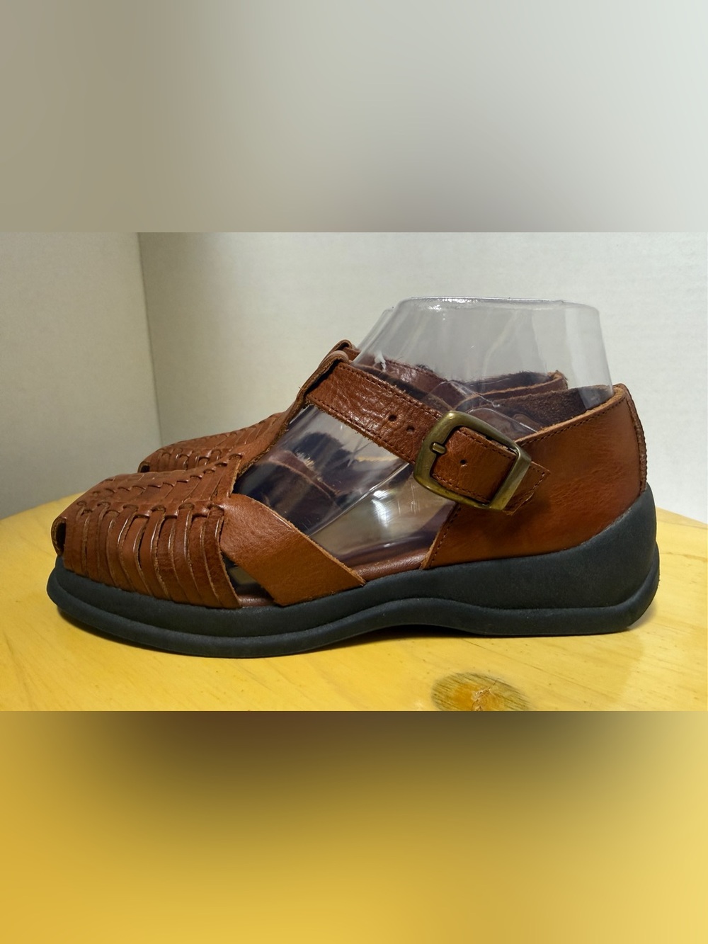 Aerosoles 90s Y2K Vintage Brown Leather Huarache Fisherman Sandals NWOT 8B - Picture 3 of 9